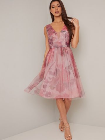 Chi Chi Narlee Floral Short Dress Pink Blush