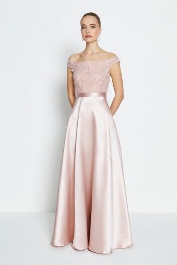 Coast 3D Embroidered Bodice Full Maxi Bridesmaid Dress Blush Light Pink