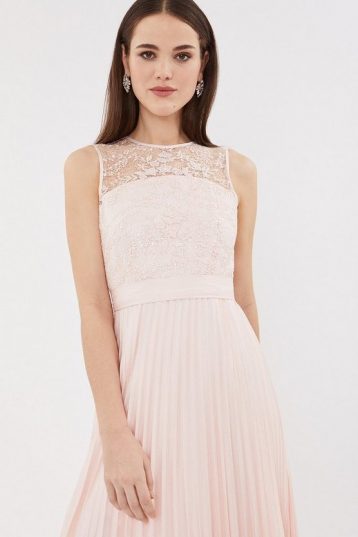 Coast Lace Bodice Pleat Skirt Bridesmaid Dress Blush Pale Pink