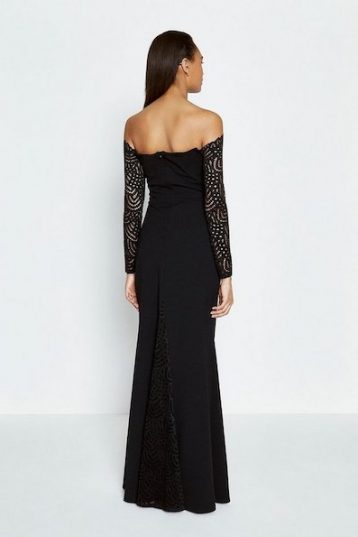 Coast Long Sleeve Lace Bardot Maxi Dress, Black - Image 2