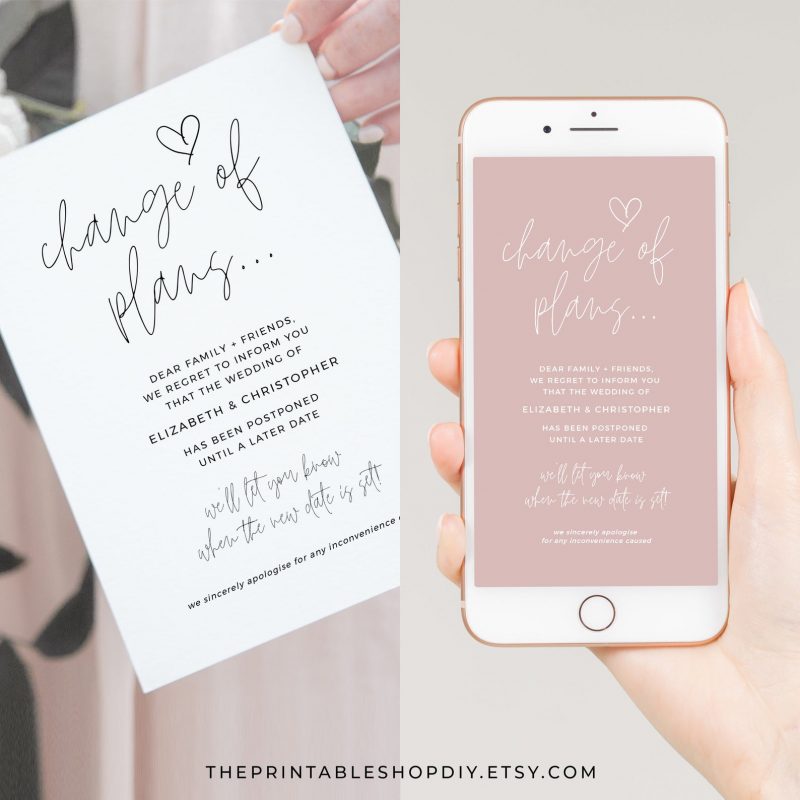 change of plans wedding