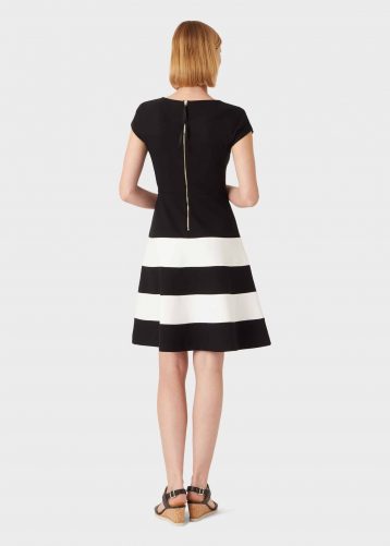 Hobbs Lizzie Stripe A-Line Dress Black White