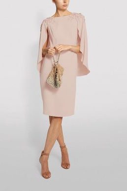 John Charles Crepe Lace Detail Shift Dress Light Pink Blush