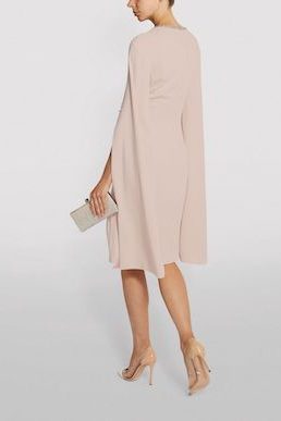 John Charles Embellished Cowl-Back Cape Sleeve Shift Dress Light Pink Blush