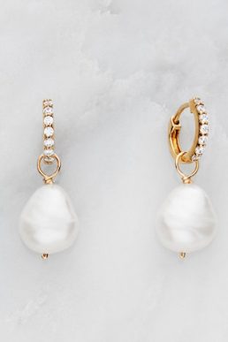 Lily & Roo Gold Huggie Pearl Drop Earrings