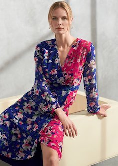 Phase Eight Claudette Patched Floral Dress Pink Blue Multi