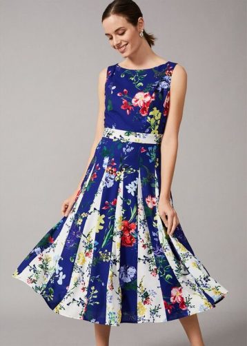 Phase Eight Trudy Patched Floral Dress Cobalt Blue Multi