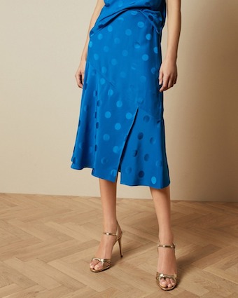 Ted Baker DELLLA Polka dot midi skirt Blue