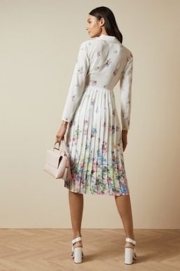 Ted Baker ELLIAN Pergola long sleeved floral midi dress Ivory Multi