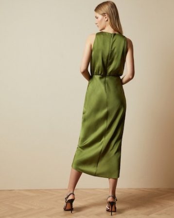 Ted Baker POHSHAN Keyhole detail midi dress Khaki Green