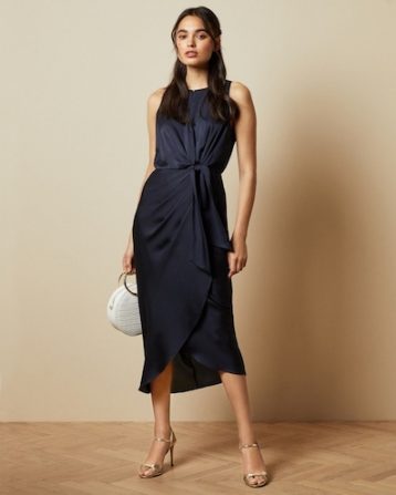 Ted Baker POHSHAN Keyhole detail midi dress Navy Blue