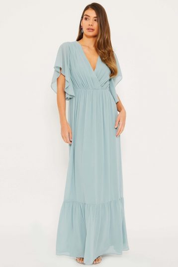 TFNC Jael Dusty Sage Bridesmaid Maxi Dress Pale Blue