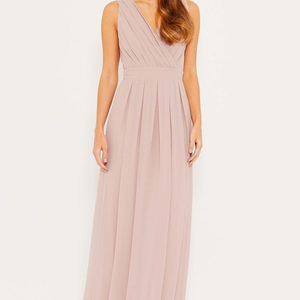 mauve maxi bridesmaid dress