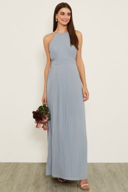 TFNC Serene Blue Grey Maxi Bridesmaid Dress