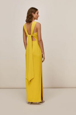 Whistles Tie Back Bridesmaid Maxi Dress Yellow