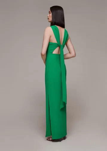 Whistles Tie Back Bridesmaid Maxi Dress Green