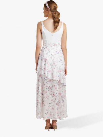 Forever New Everly 2-In-1 Frill Midi Dress, Sweet Dream Floral, White/Pink - Image 2
