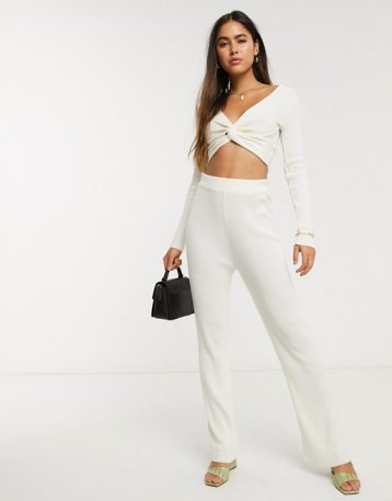 ASOS DESIGN twist knitted co-ord in cream