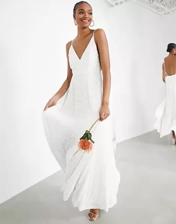 ASOS EDITION cami wedding dress sequin embellishment, Ivory