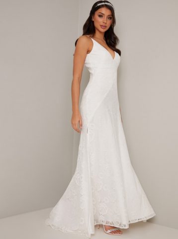 Chi Chi Bridal Elsie Floral Lace Wedding Dress White