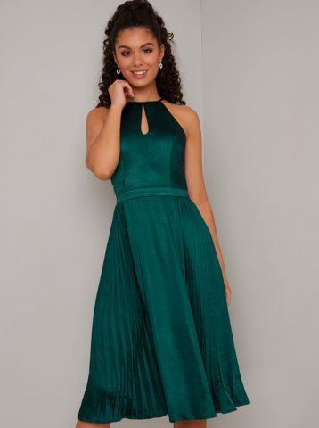 Chi Chi Dyer Pleated Dress Green