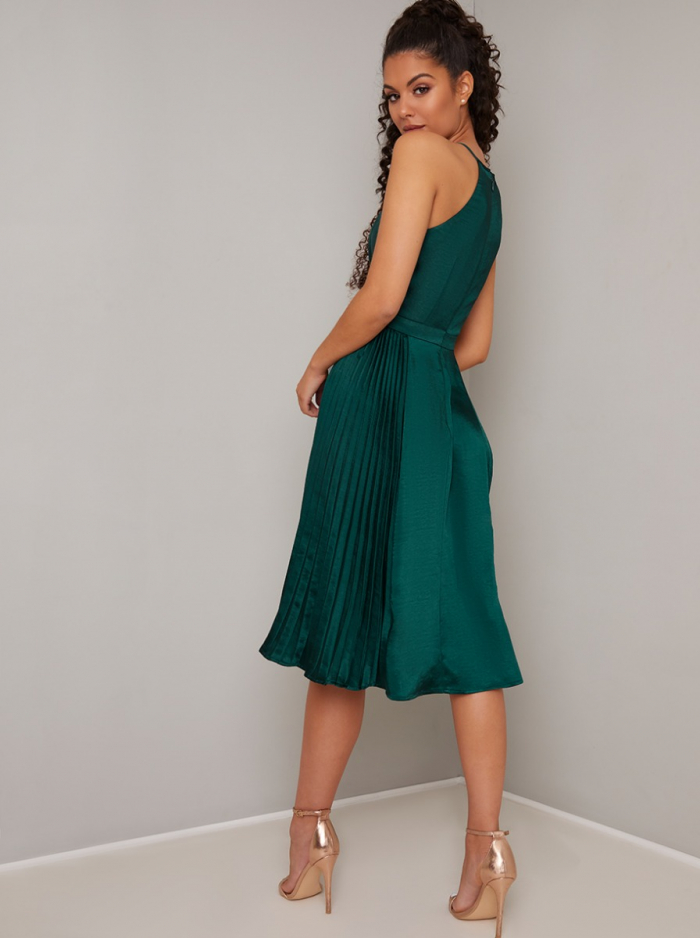 Chi Chi Dyer Pleated Dress Green myonewedding