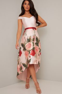 Chi Chi Ellania Floral High Low Dress Pink Blush Multi