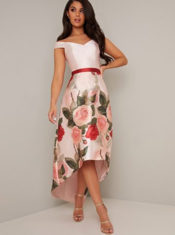 Chi Chi Ellania Floral High Low Dress Pink Blush Multi