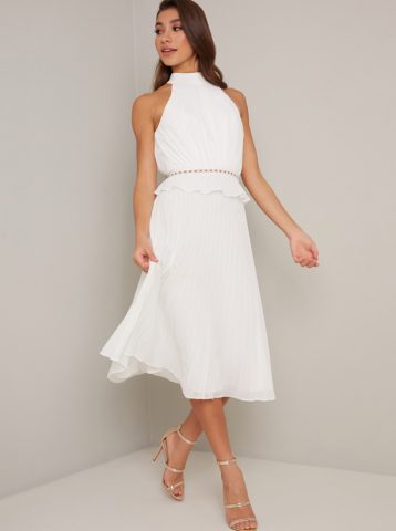 Chi Chi Isabel Halter Midi Dress White