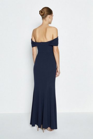 Coast Drape Bodice Bardot Maxi Dress, Navy Blue - Image 2