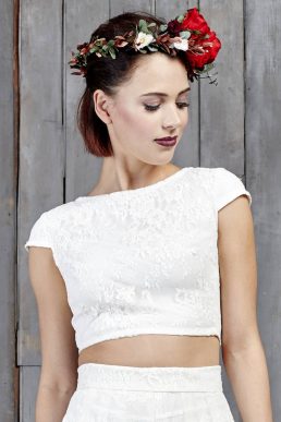 Drakeford Lace Bridal Capped Sleeved Top Ivory