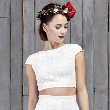 Drakeford Lace Bridal Capped Sleeved Top Ivory