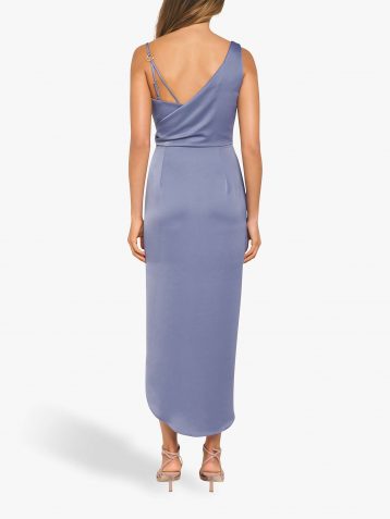 Forever New Hallie Draped Satin Midi Dress Blue Charisma Lilac