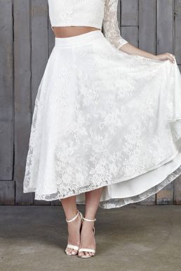 Le Fay Lace Bridal Midi Skirt Ivory