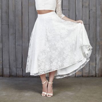 Le Fay Lace Bridal Midi Skirt Ivory