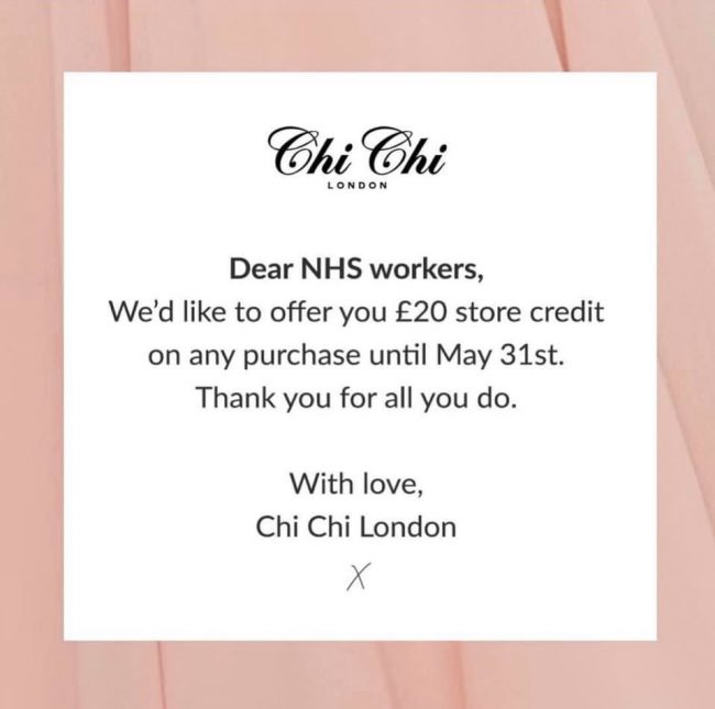 NHS Workers £20 Store Credit at Chi Chi London