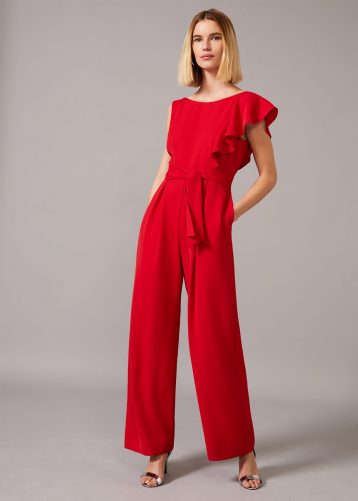 Phase Eight Anasia Frill Jumpsuit Red
