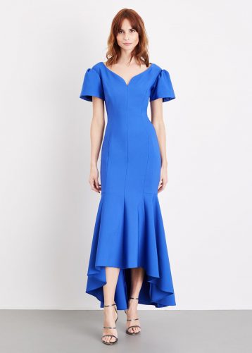 Phase Eight Maddi Bardot Maxi Dress, Cornflower Blue - myonewedding.co.uk