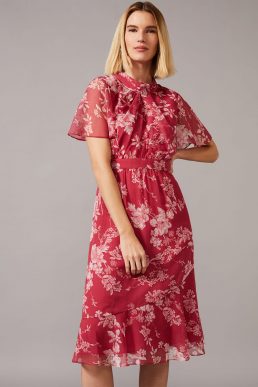 Phase Eight Maya Floral Dress Red Cream