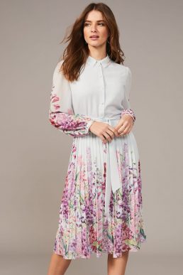 Phase Eight Rachie Floral Print Pleated Midi Dress seafoam White Multi