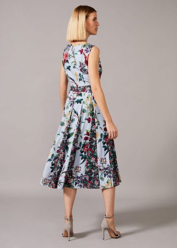 Phase Eight Trudy Patched Floral Print Dress, Blue/Multi - Image 2