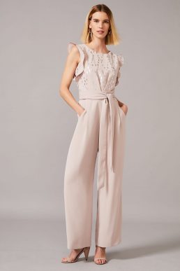 Phase Eight Victoriana Foil Print Jumpsuit Taupe