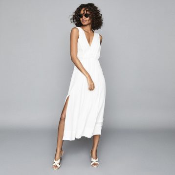 Reiss Marcella Split Front Beach Dress White