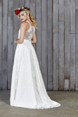 Stevenson Strappy Lace Cropped Bridal Top Ivory