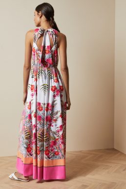Ted Baker LANIAH Samba high neck maxi print dress Ivory Pink