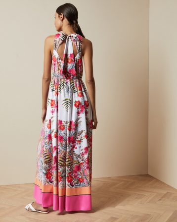 Ted Baker LANIAH Samba high neck maxi print dress Ivory Pink