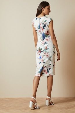 Ted Baker SHARLEY Jamboree Floral Print Bodycon Shift Dress White Multi