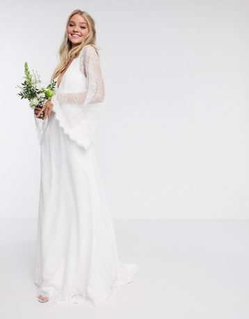 ASOS EDITION lace kimono sleeve wedding dress Ivory