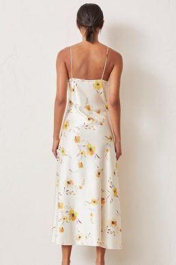 Bec & Bridge colette floral wrap midi slip maxi dress in print white yellow