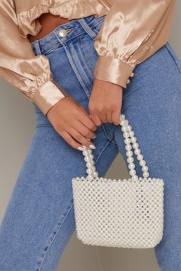 Chi Chi Bella Bag Faux Pearls White